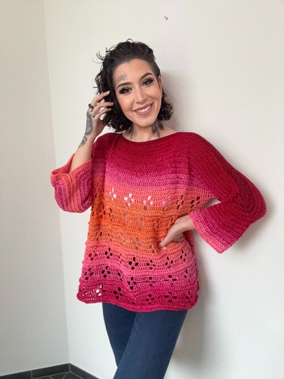 Häkelanleitung 1-Bobbel-Pulli "GIRL ON FIRE"