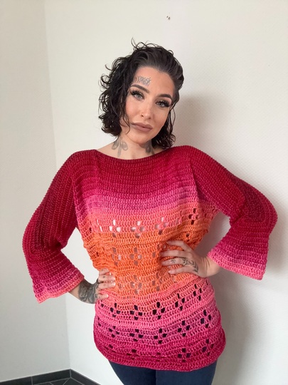 Häkelanleitung 1-Bobbel-Pulli "GIRL ON FIRE"