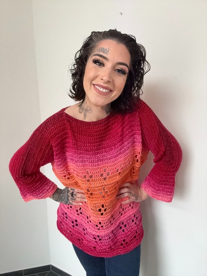 Häkelanleitung 1-Bobbel-Pulli "GIRL ON FIRE"