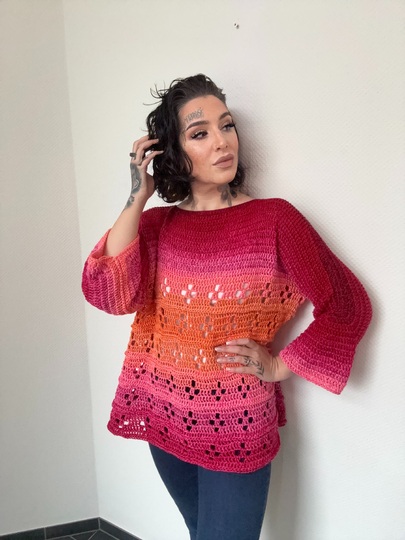 Häkelanleitung 1-Bobbel-Pulli "GIRL ON FIRE"