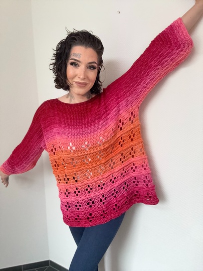 Häkelanleitung 1-Bobbel-Pulli "GIRL ON FIRE"