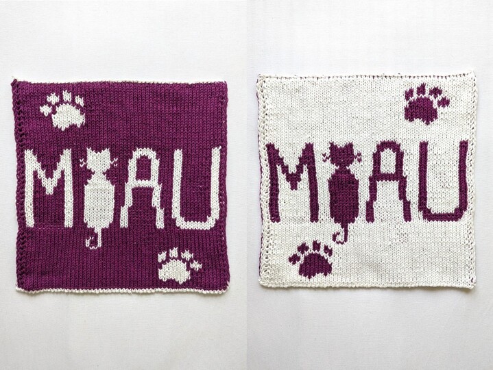 "Katzenbande" - Doubleface Strickanleitung für Topflappen, Spültücher