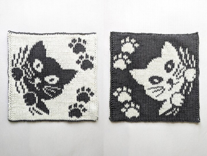 Potholders for Cat Lovers - Cat and MEOW - double knitting pattern