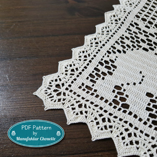 Elephant doily - Elephant collection, crochet pattern filet crochet