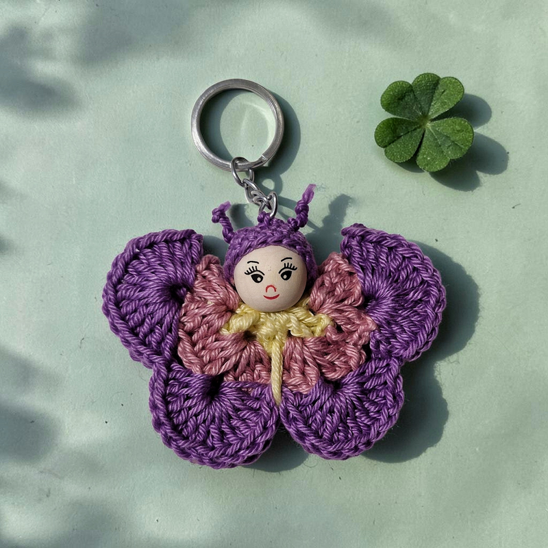 PDF Häkelanleitung Schlüsselanhänger/Taschenbaumler Schmetterling Fritzi - Bild 6