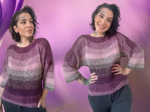 Häkelanleitung 1-Bobbel-Pulli "PURPLE RAIN"