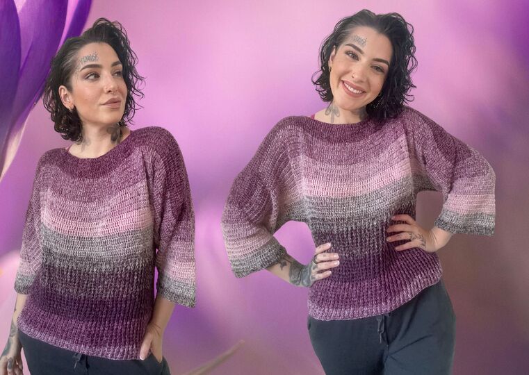 Häkelanleitung 1-Bobbel-Pulli "PURPLE RAIN"