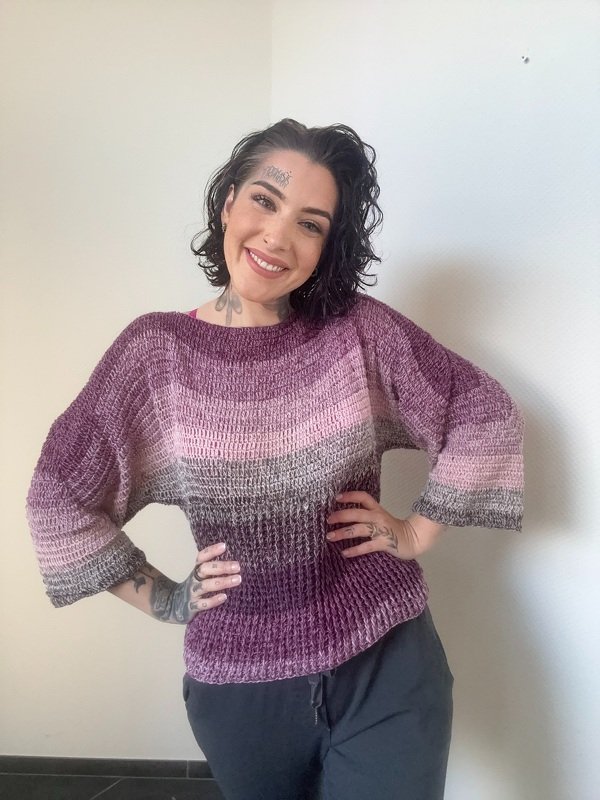 Häkelanleitung 1-Bobbel-Pulli "PURPLE RAIN" - Bild 7