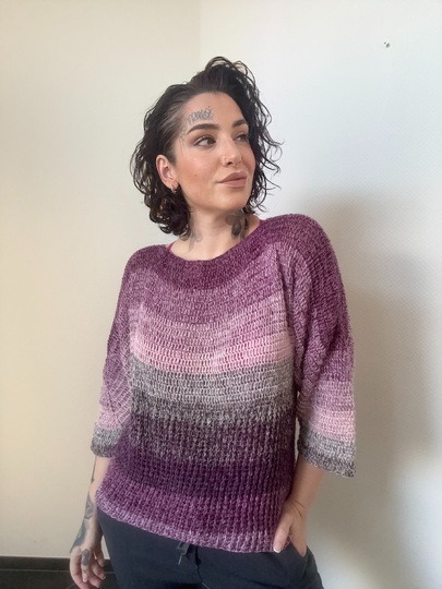 Häkelanleitung 1-Bobbel-Pulli "PURPLE RAIN"