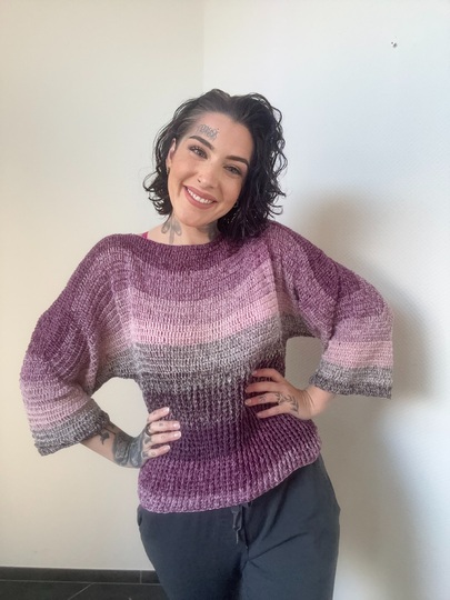 Häkelanleitung 1-Bobbel-Pulli "PURPLE RAIN"