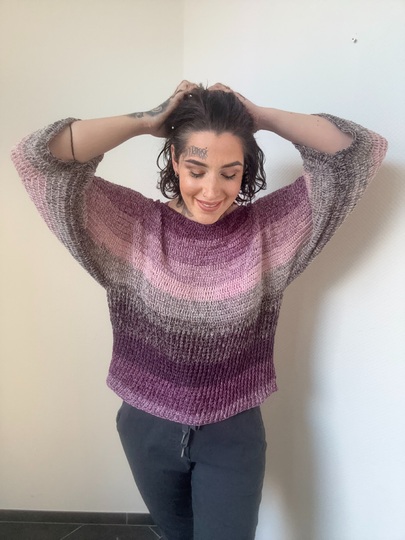 Häkelanleitung 1-Bobbel-Pulli "PURPLE RAIN"