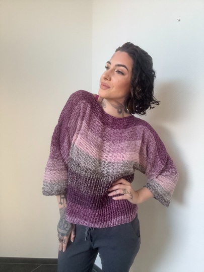 Häkelanleitung 1-Bobbel-Pulli "PURPLE RAIN"