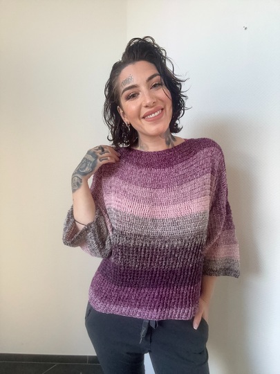 Häkelanleitung 1-Bobbel-Pulli "PURPLE RAIN"