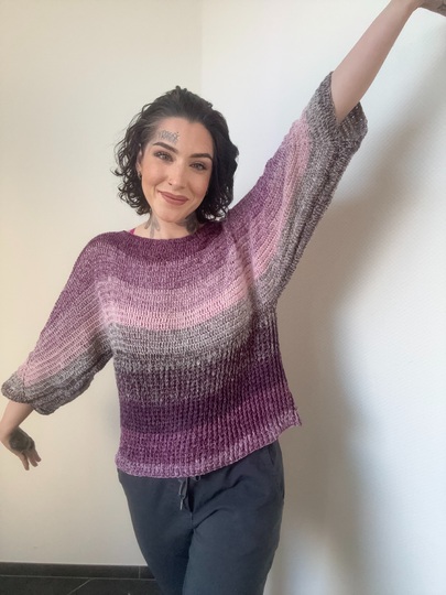 Häkelanleitung 1-Bobbel-Pulli "PURPLE RAIN"