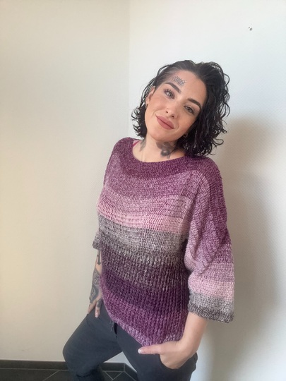 Häkelanleitung 1-Bobbel-Pulli "PURPLE RAIN"