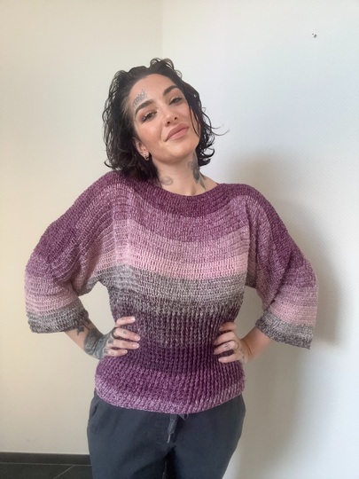 Häkelanleitung 1-Bobbel-Pulli "PURPLE RAIN"