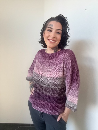 Häkelanleitung 1-Bobbel-Pulli "PURPLE RAIN"