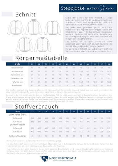 Steppjacke Damen– Schnittmuster – Skara - eBook - E169