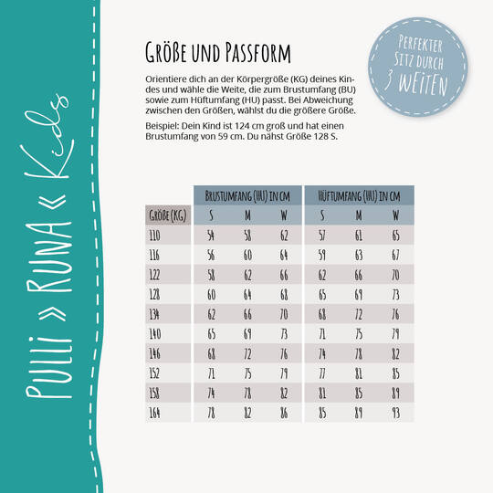 Raglanpulli RUNA KIDS | Nähanleitung und Schnittmuster | 110-164 | 3 Weiten