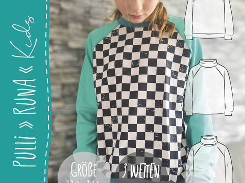 Raglanpulli RUNA KIDS | Nähanleitung und Schnittmuster | 110-164 | 3 Weiten