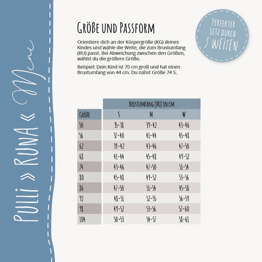 Raglanpulli RUNA MINI | Nähanleitung und Schnittmuster | 50-104 | 3 Weiten