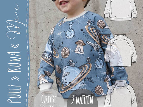 Raglanpulli RUNA MINI | Nähanleitung und Schnittmuster | 50-104 | 3 Weiten