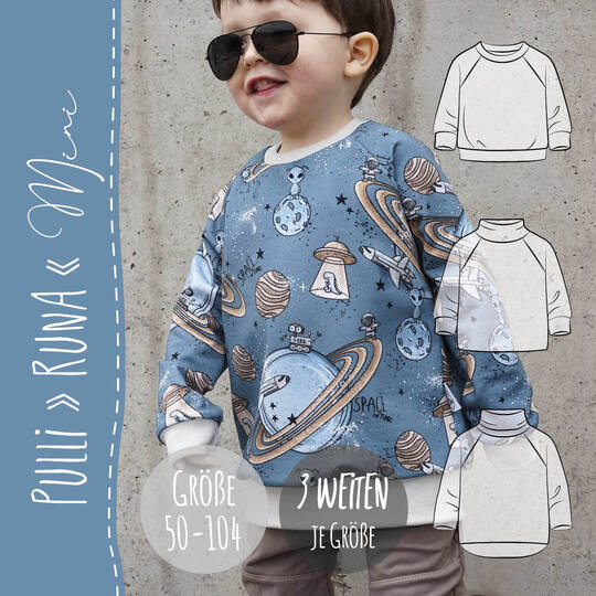 Raglanpulli RUNA MINI | Nähanleitung und Schnittmuster | 50-104 | 3 Weiten