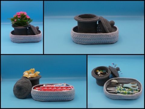 Häkelanleitung Körbchen mit Töpfchen