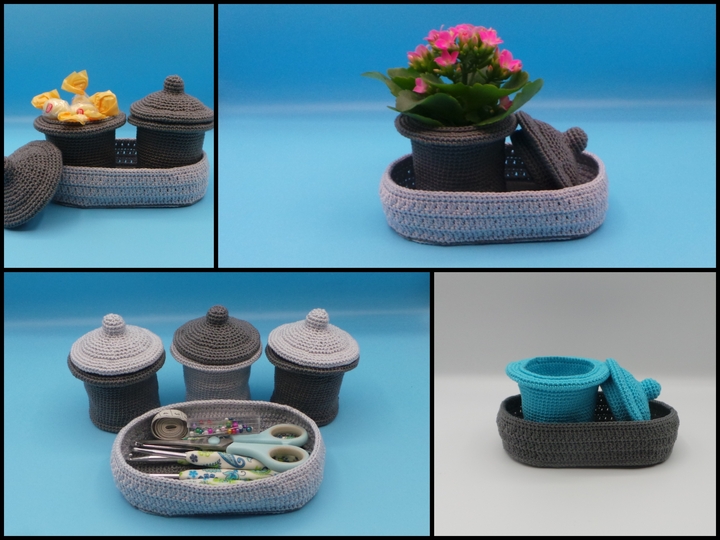 Häkelanleitung Körbchen mit Töpfchen