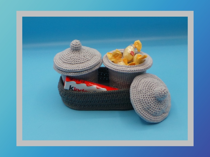 Häkelanleitung Körbchen mit Töpfchen