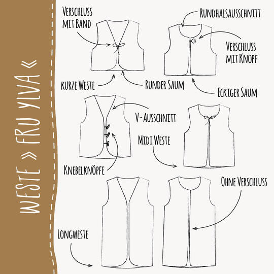 Weste FRU YLVA | Nähanleitung und Schnittmuster | 32-58