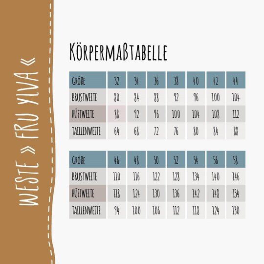 Weste FRU YLVA | Nähanleitung und Schnittmuster | 32-58