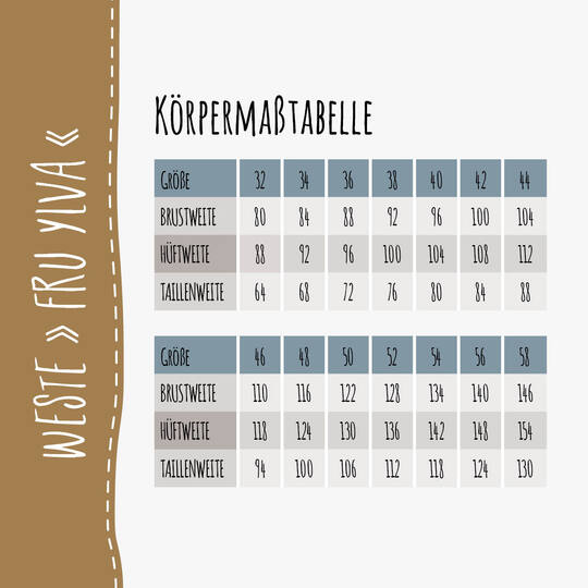 Weste FRU YLVA | Nähanleitung und Schnittmuster | 32-58
