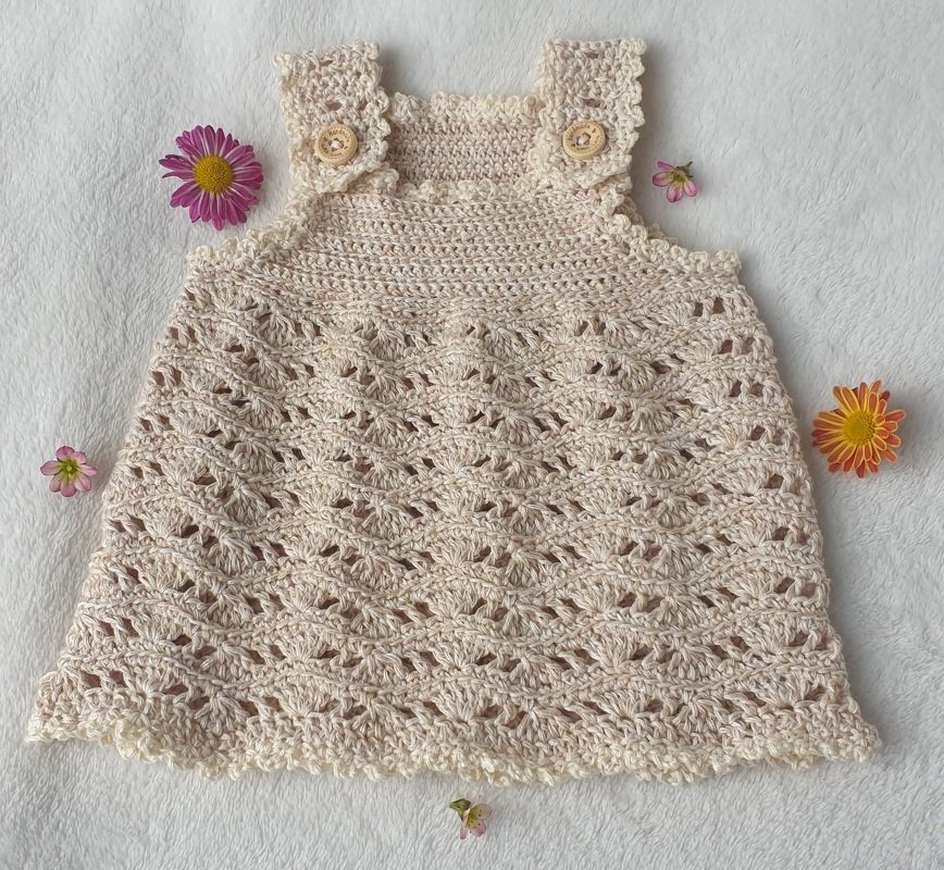 Häkelanleitung Baby-Top & Kleidchen „Ocean Wave“ – mitwachsend & rutschfest