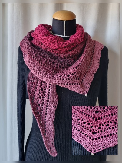 Häkelanleitung für das flache Dreieckstuch Saya No 1