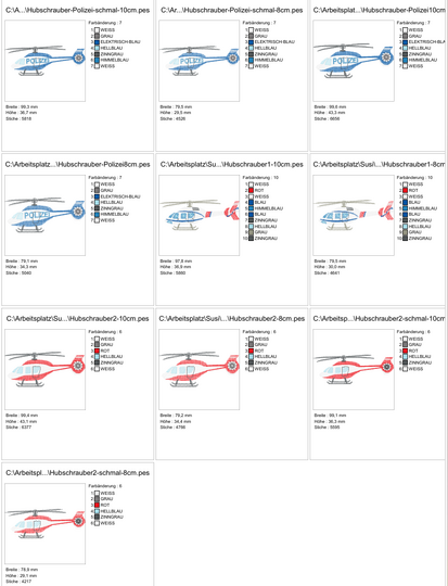Stickdatei - kleiner Hubschrauber Feuerwehr Polizei FIRE Police