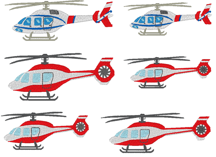 Stickdatei - kleiner Hubschrauber Feuerwehr Polizei FIRE Police