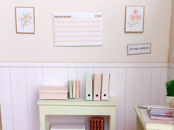 Miniatur-Büro-Set: Planung & Wand (1:12)