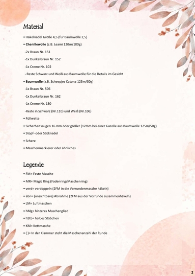 Häkelanleitung Gazelle Mirabelle