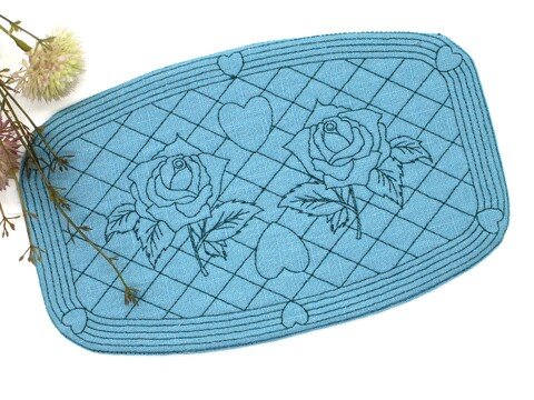 Stickdatei Untersetzer Quilt Optik Rose Blume