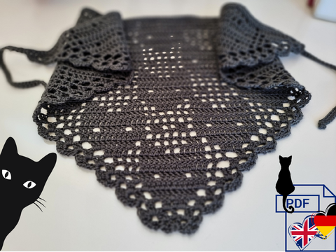 H7 Häkelanleitung für ein Kopftuch / Bandana „Katze“