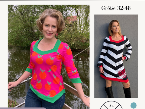 Schnittmuster Malina Damen – Shirt, Longshirt & Kleid (Gr. 32–48)