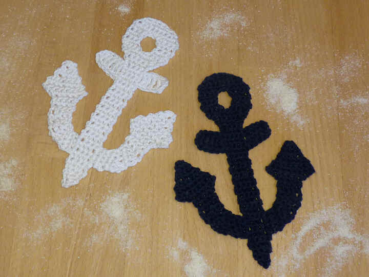 Häkelanleitung für eine maritime Anker-Applikation, Aufnäher