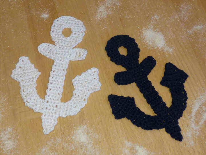 Häkelanleitung für eine maritime Anker-Applikation, Aufnäher