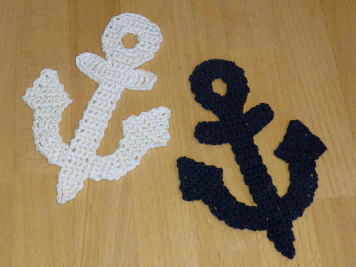 Häkelanleitung für eine maritime Anker-Applikation, Aufnäher