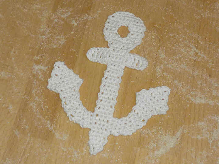 Häkelanleitung für eine maritime Anker-Applikation, Aufnäher