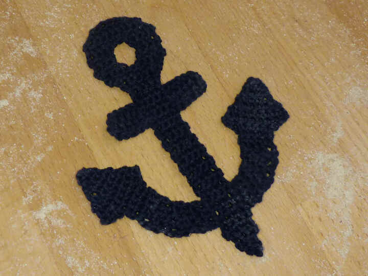 Häkelanleitung für eine maritime Anker-Applikation, Aufnäher