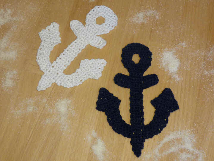 Häkelanleitung für eine maritime Anker-Applikation, Aufnäher