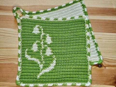 Häkelanleitung Topflappen "Maiglöckchen"