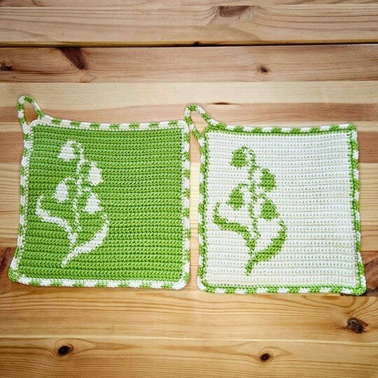 Häkelanleitung Topflappen "Maiglöckchen"